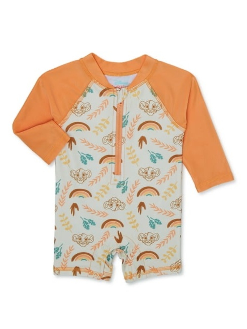 Disney Baby 6-9M Cute Lion King Simba Long-Sleeve One-Piece Rash Guard Swimsuit